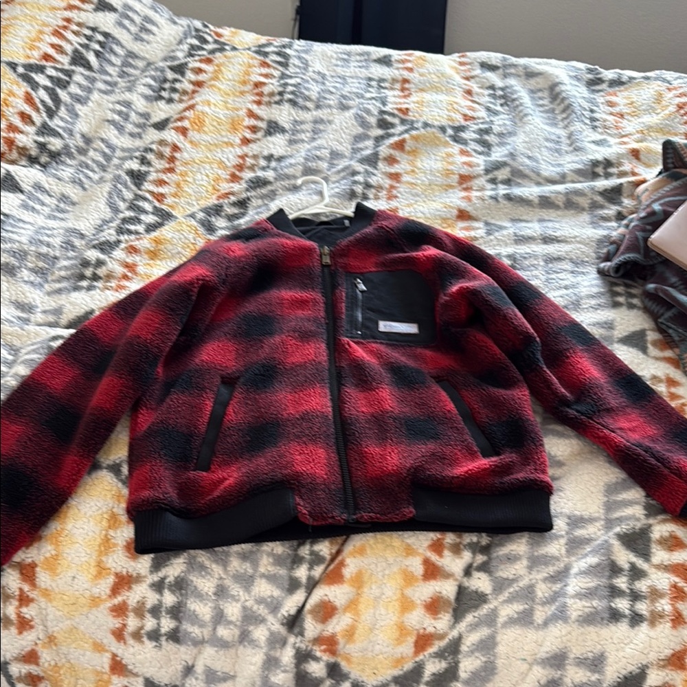 Red and Black Plaid Fleece Jacket